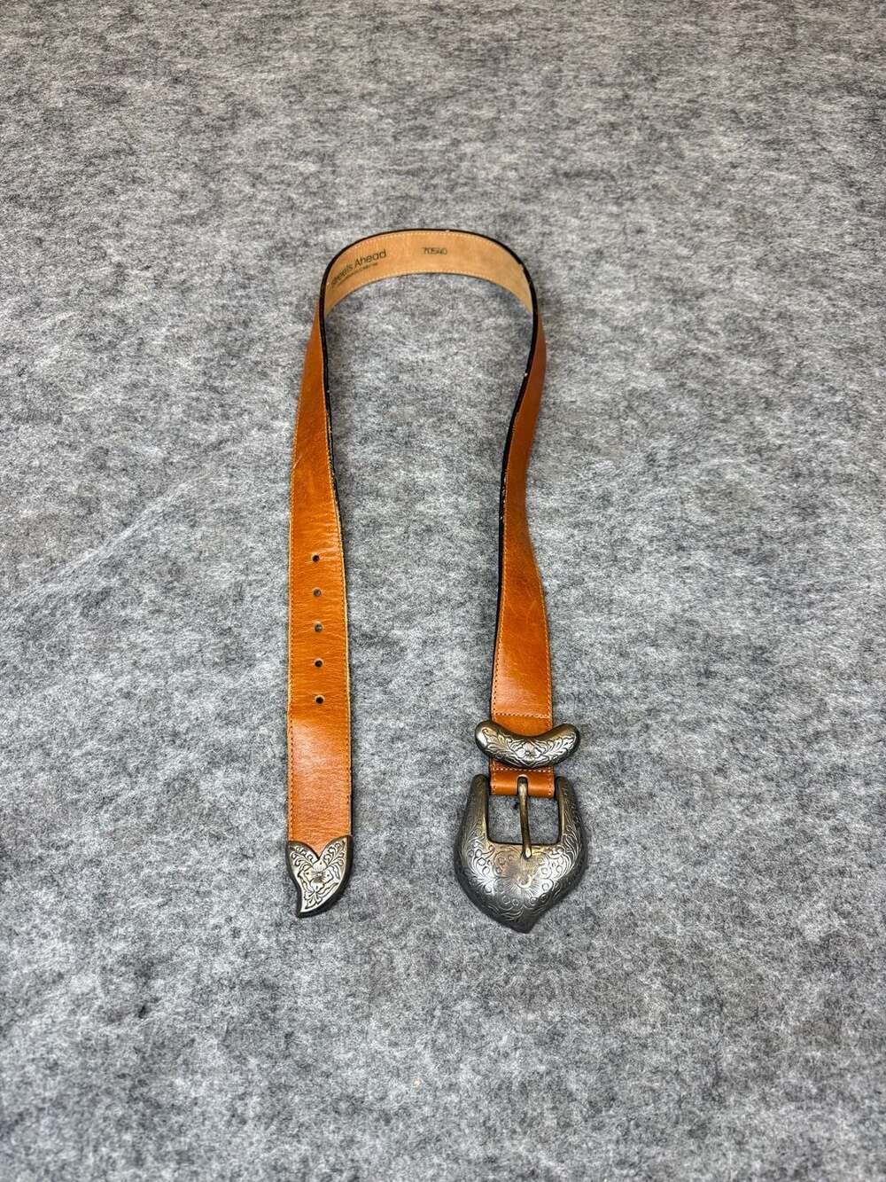 Streets Ahead Santa Monica California Tan Leather Western Belt Model 70540 Sz L